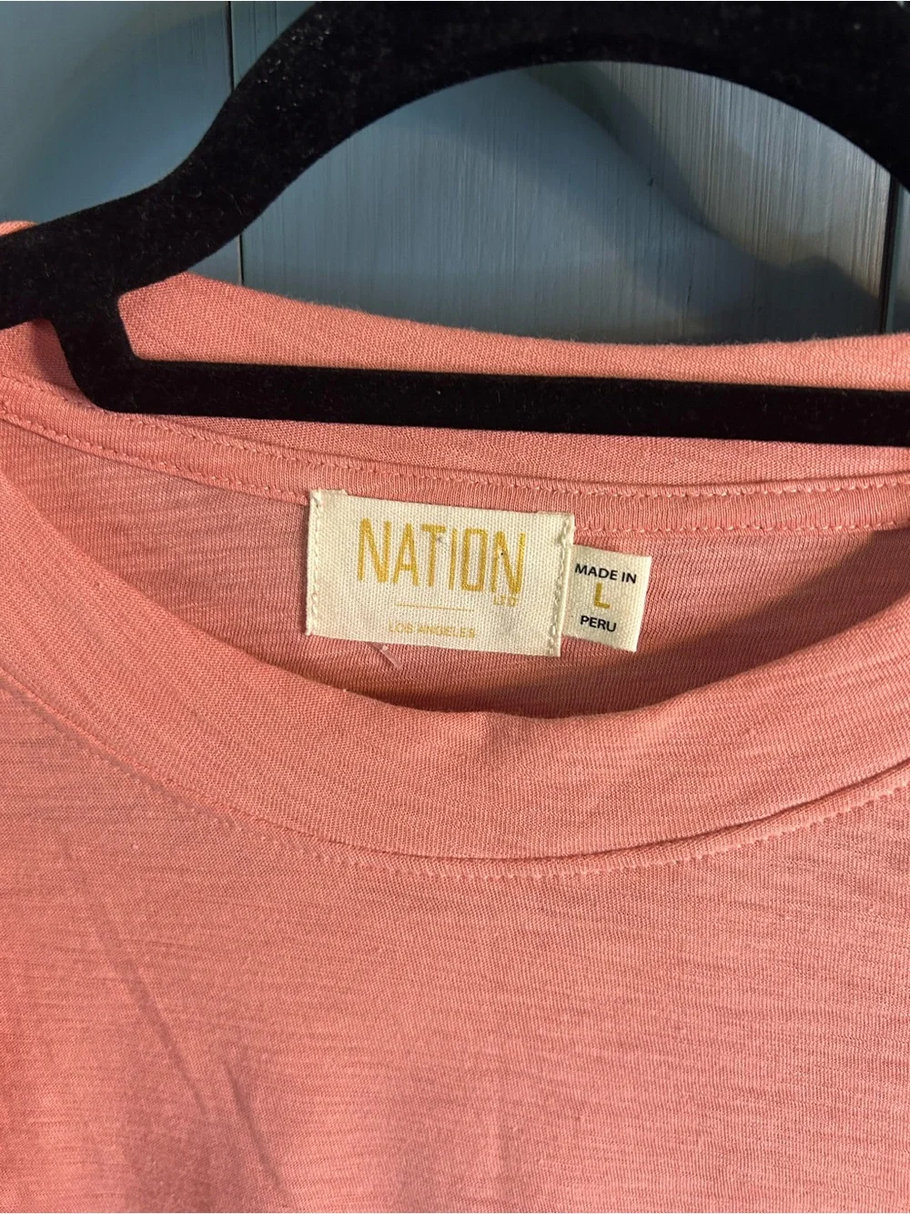 Nation Los Angeles Pink Ruffle Sleeve Women's Top | Size Large - NWOT